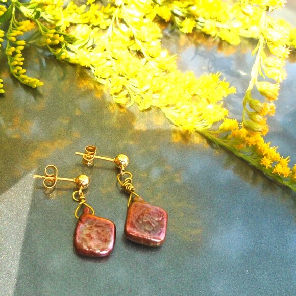 RARE Natural Keshi pearl Double dangle Necklace Stud earring set, dangle pearls - Picture 3 of 7